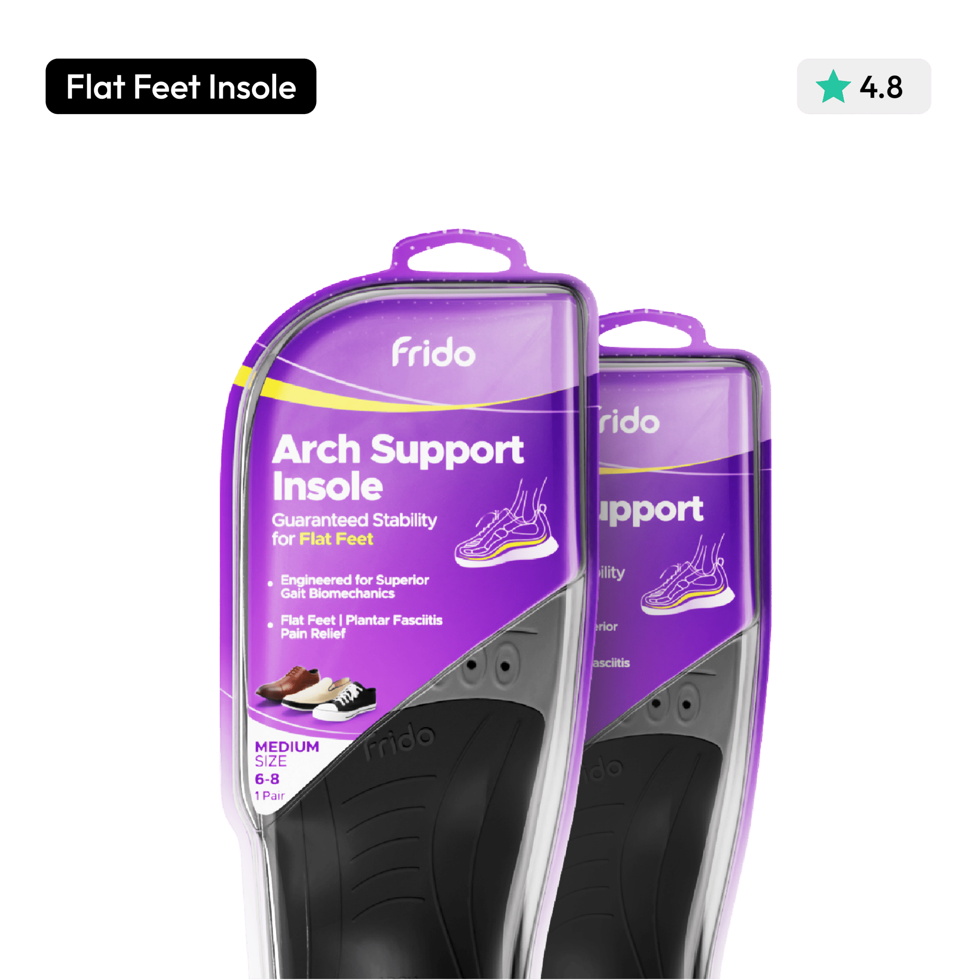 Gel Cloud insoles packaging with 'Trim to Fit' and comfort rating.