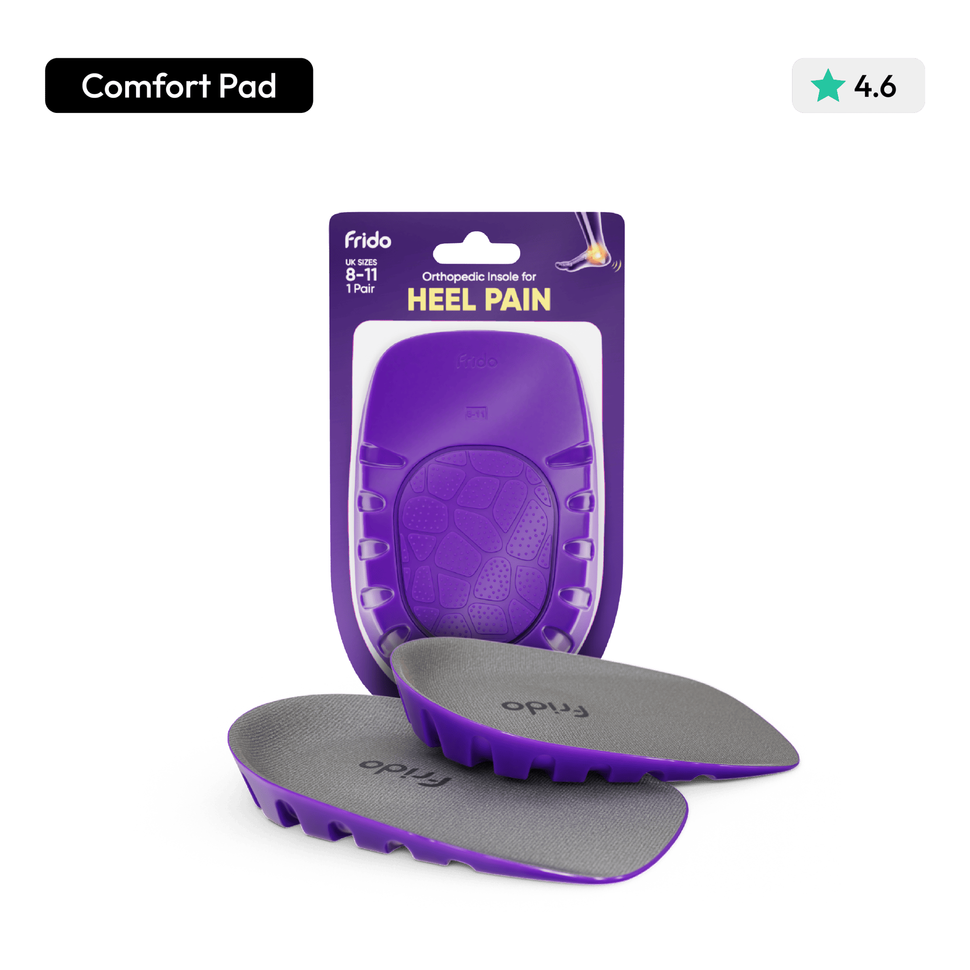 Gel Cloud insoles packaging with 'Trim to Fit' and comfort rating.