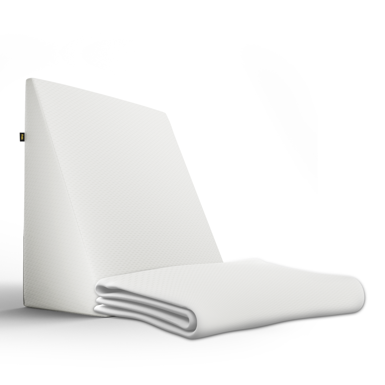 Gray wedge pillow with soft cover on a white background.